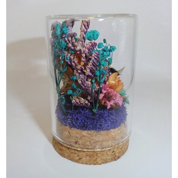 Carpenter Bee on Sunset Flower Oddity jar curiosity Dome insect taxidermy goth - Picture 14 of 16